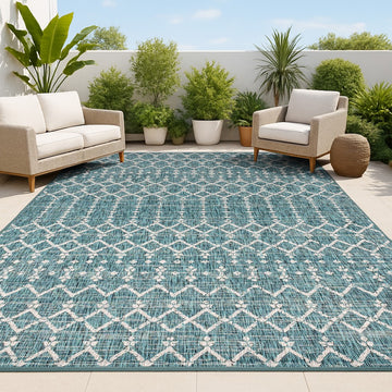 Ourika Moroccan Geometric Textured Weave Indoor/outdoor Area Rug